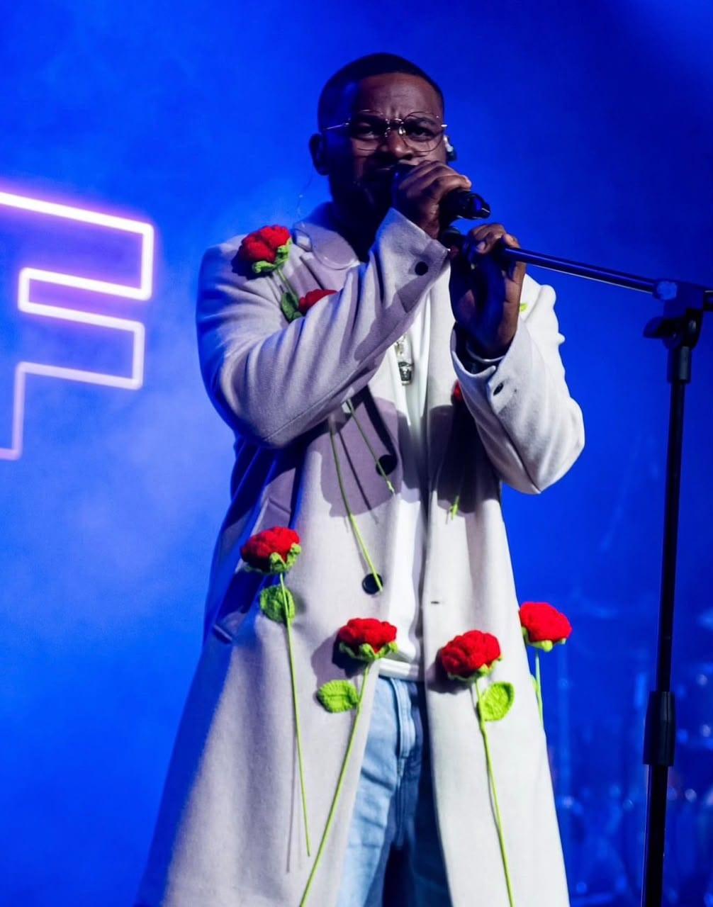 The custom overcoat worn on stage during a live performance